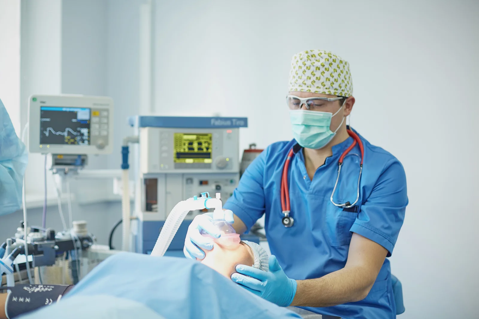 Laptop showing anesthesiology job search interface